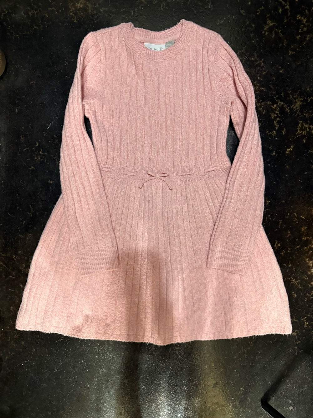 The Children's Place Light Pink Ribbed Sweater Dress with Waist Tie
